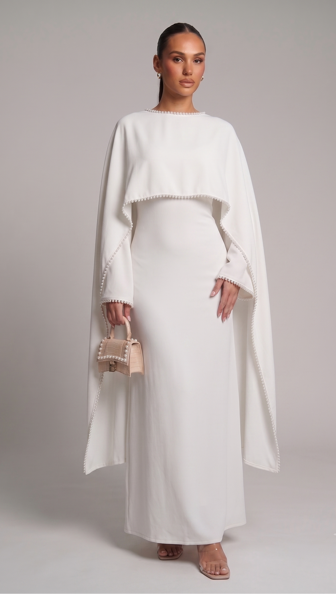 Abaya with Pearl Trim