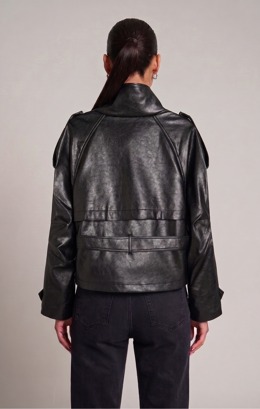 Faux Leather Trench Coat