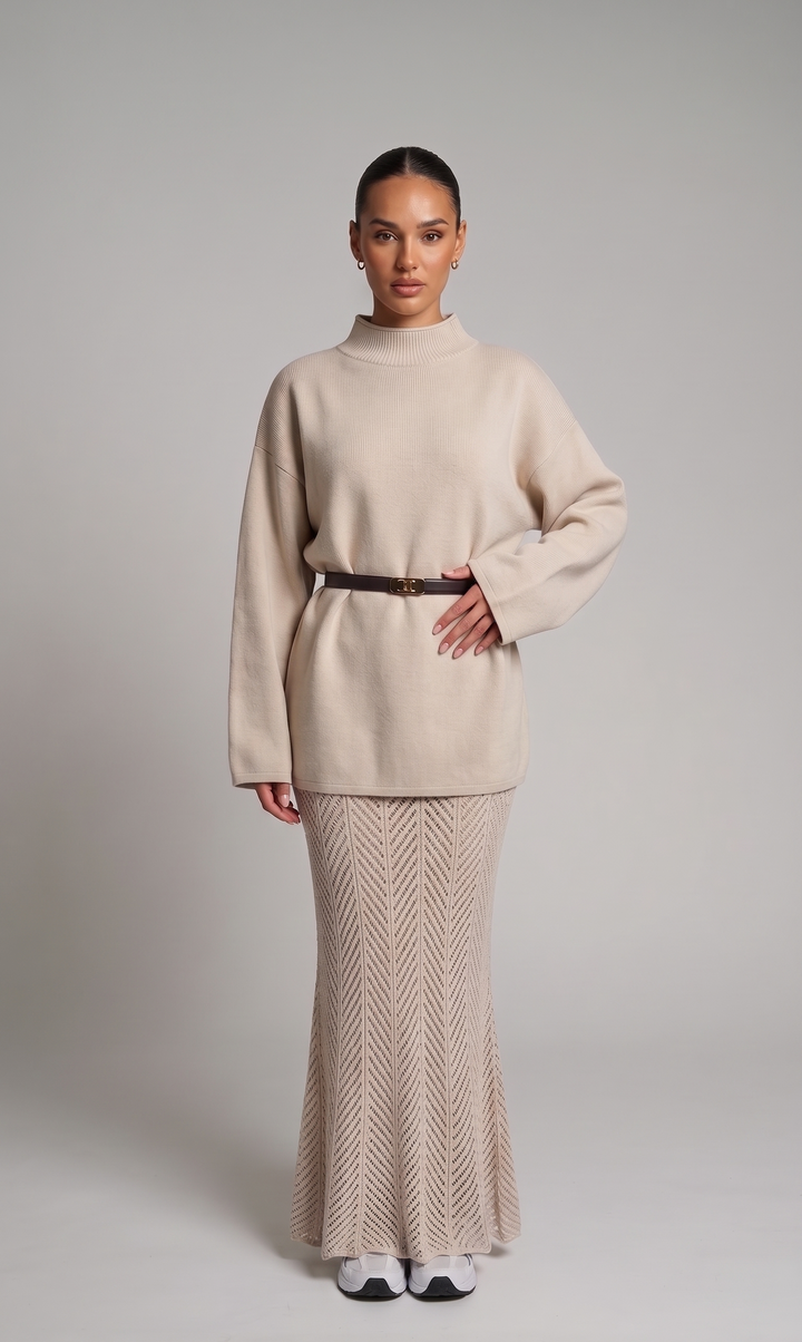 Patterned Skirt and Sweater Set