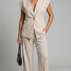 Button-up Top and Pants Set