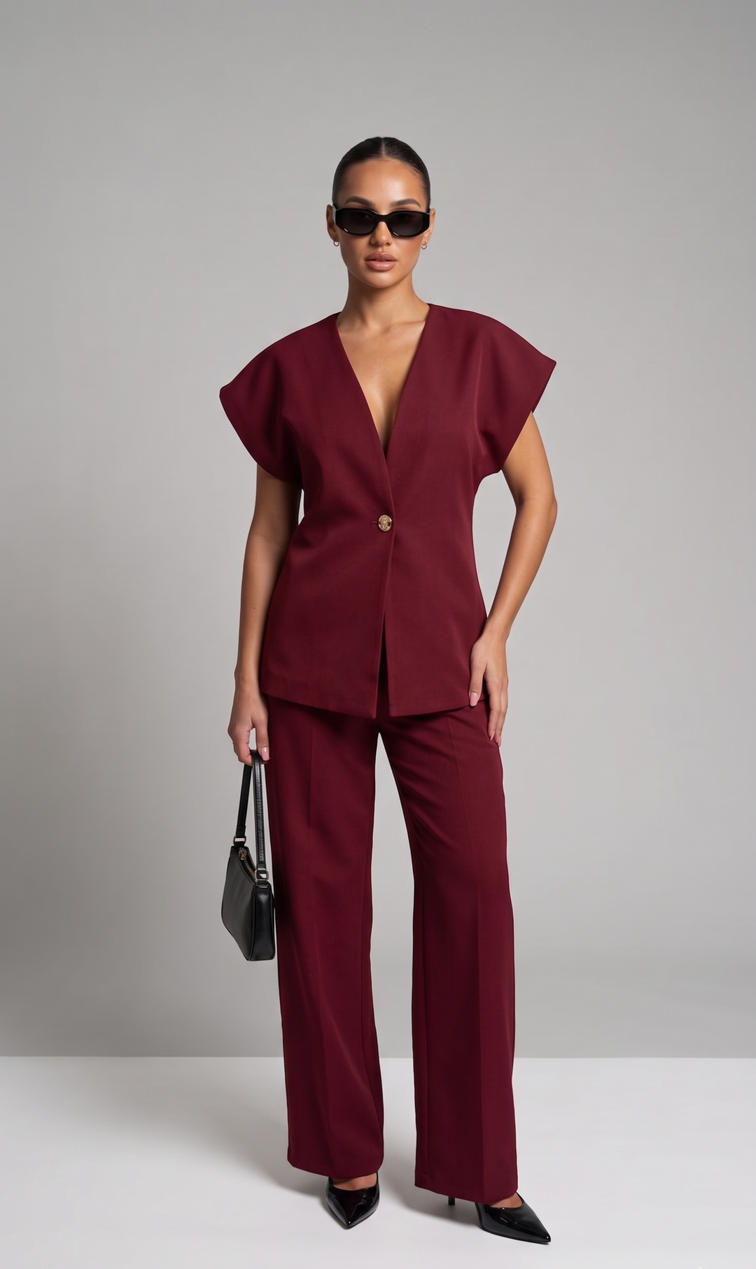 Button-up Top and Pants Set