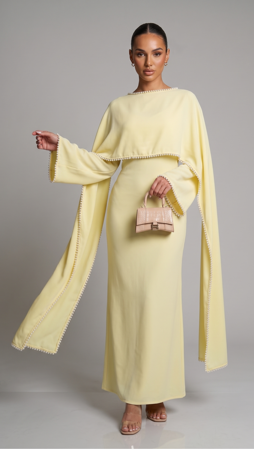Abaya with Pearl Trim