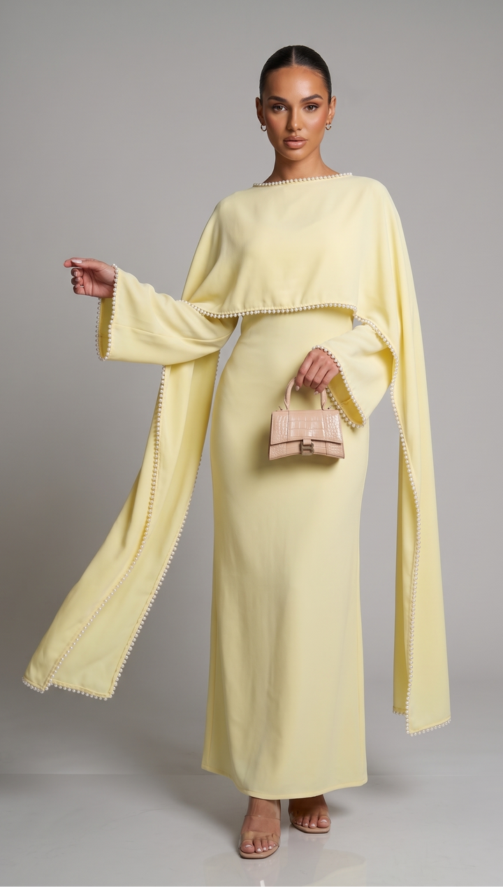 Abaya with Pearl Trim