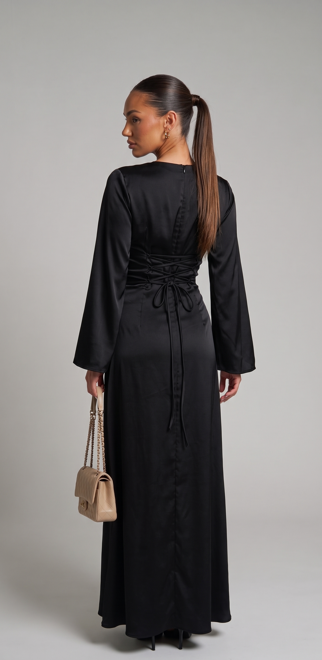 Maxi Dress with Lace-up Detail