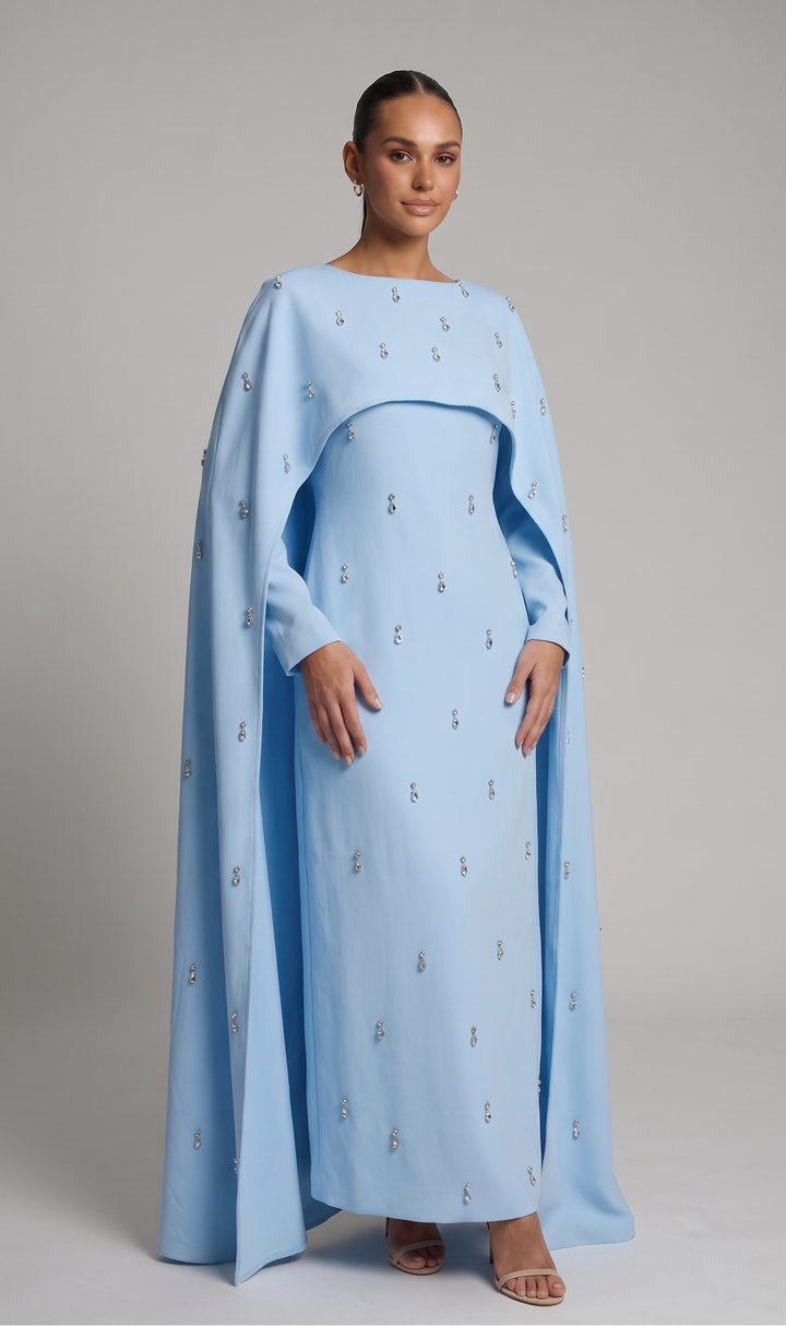 Abaya with Cape and Appliqués