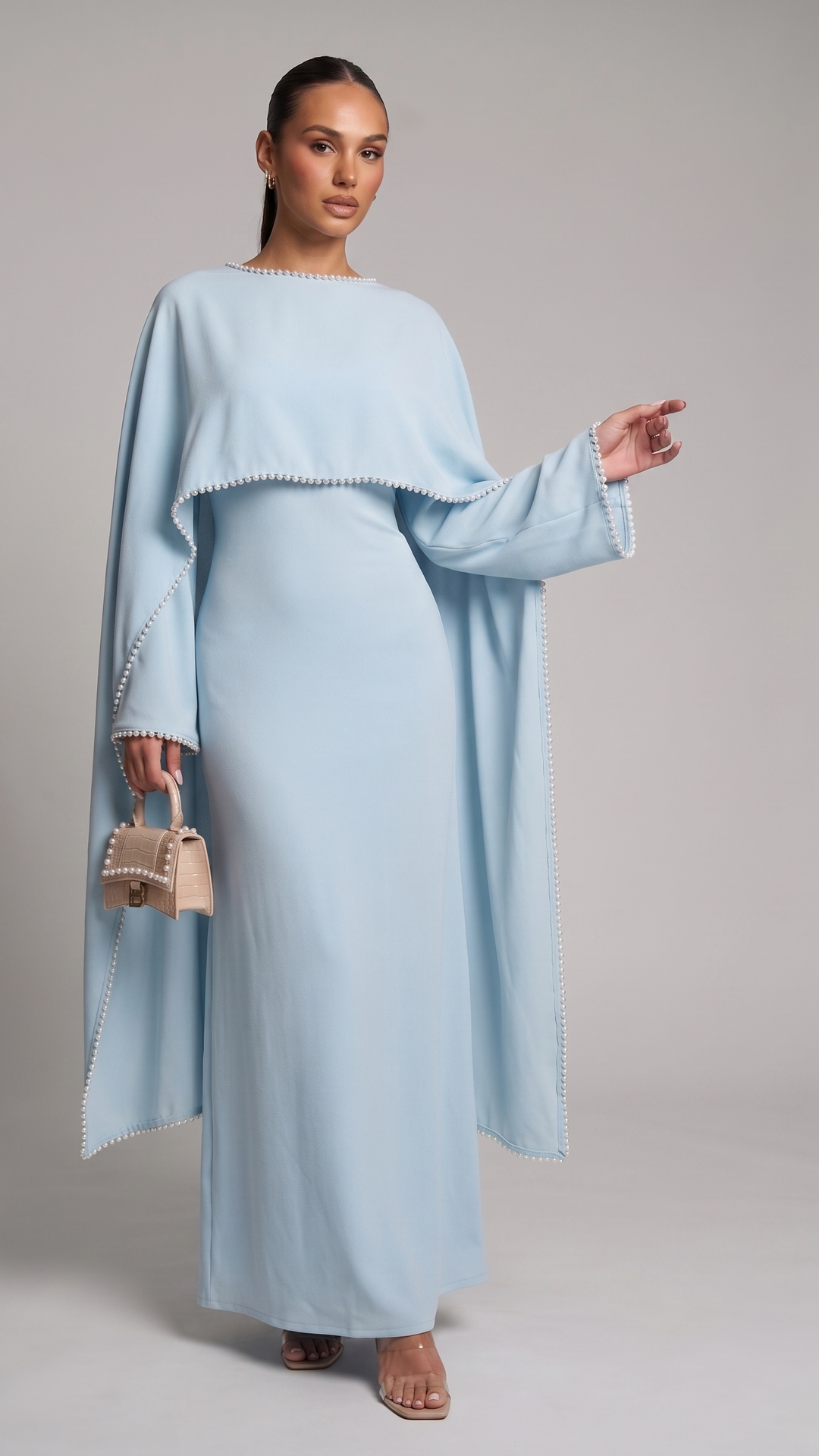 Abaya with Pearl Trim