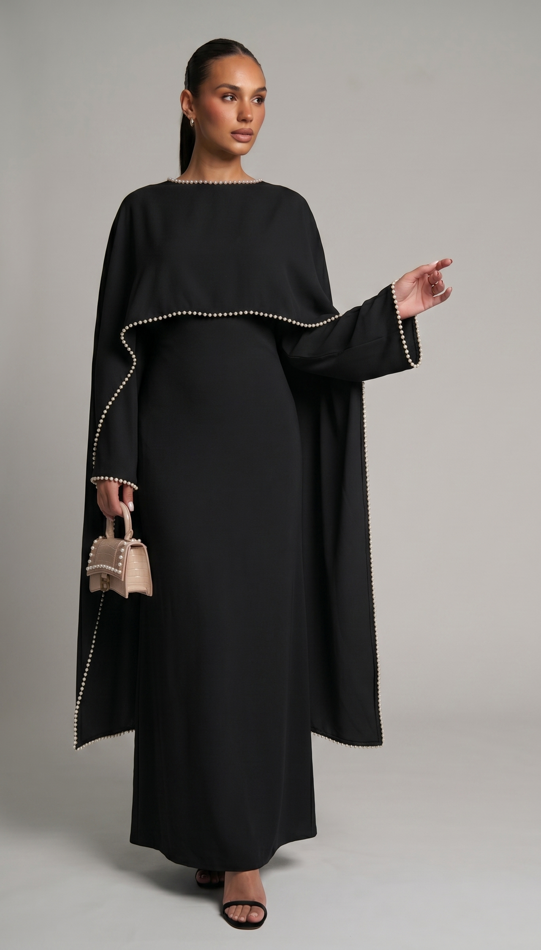 Abaya with Pearl Trim