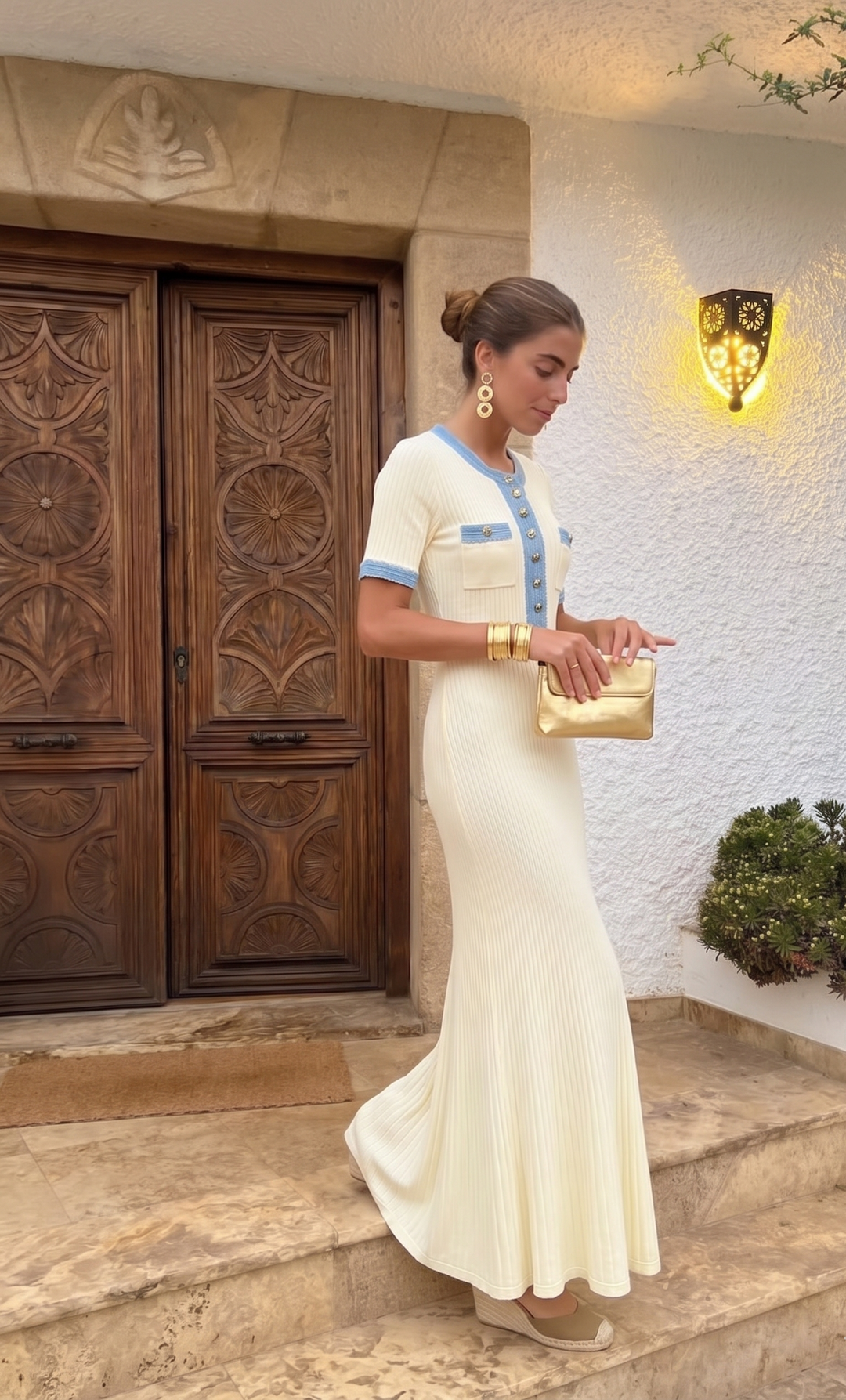 Summer Dress with Blue Accents