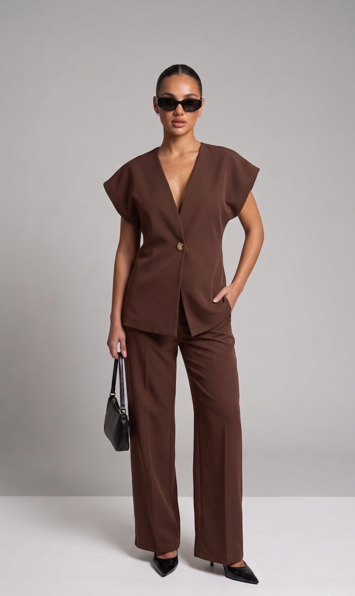 Button-up Top and Pants Set