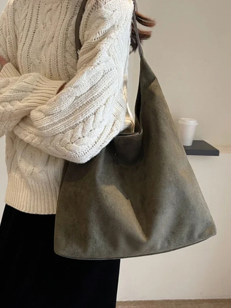 Suede-Effect Handbag